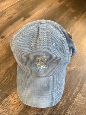 Corduroy Baseball Cap with Embroidered Bear - Blue